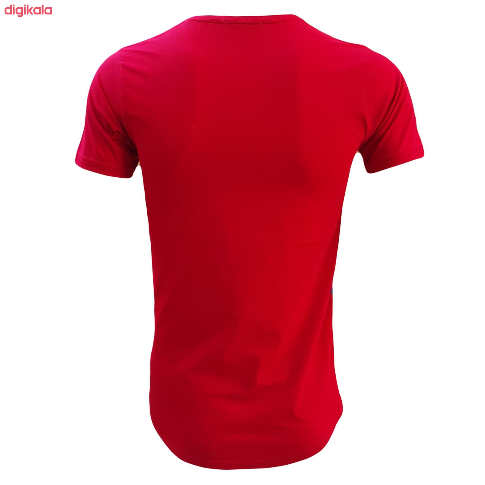 تی شرت آستین کوتاه مردانه طرح رئال کد R701W رنگ قرمز