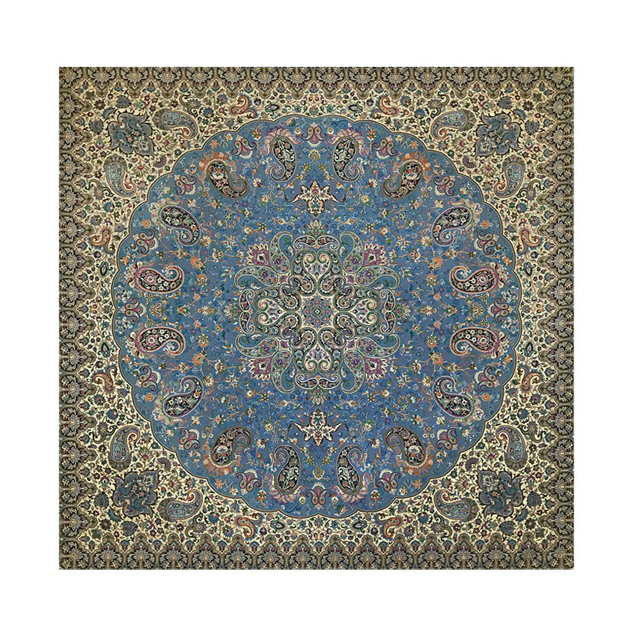 رومیزی ترمه ابریشمی خانه ترمه ایران طرح شاهپسند ممتاز 5521 سایز 100در100