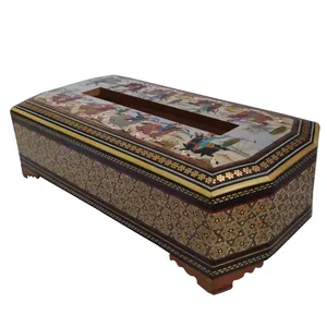 جعبه دستمال کاغذی خاتم کاری مدل شکار کد 88