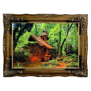 تابلو فرش ماشینی طرح کلبه جنگلی کد ۷۳۸۷