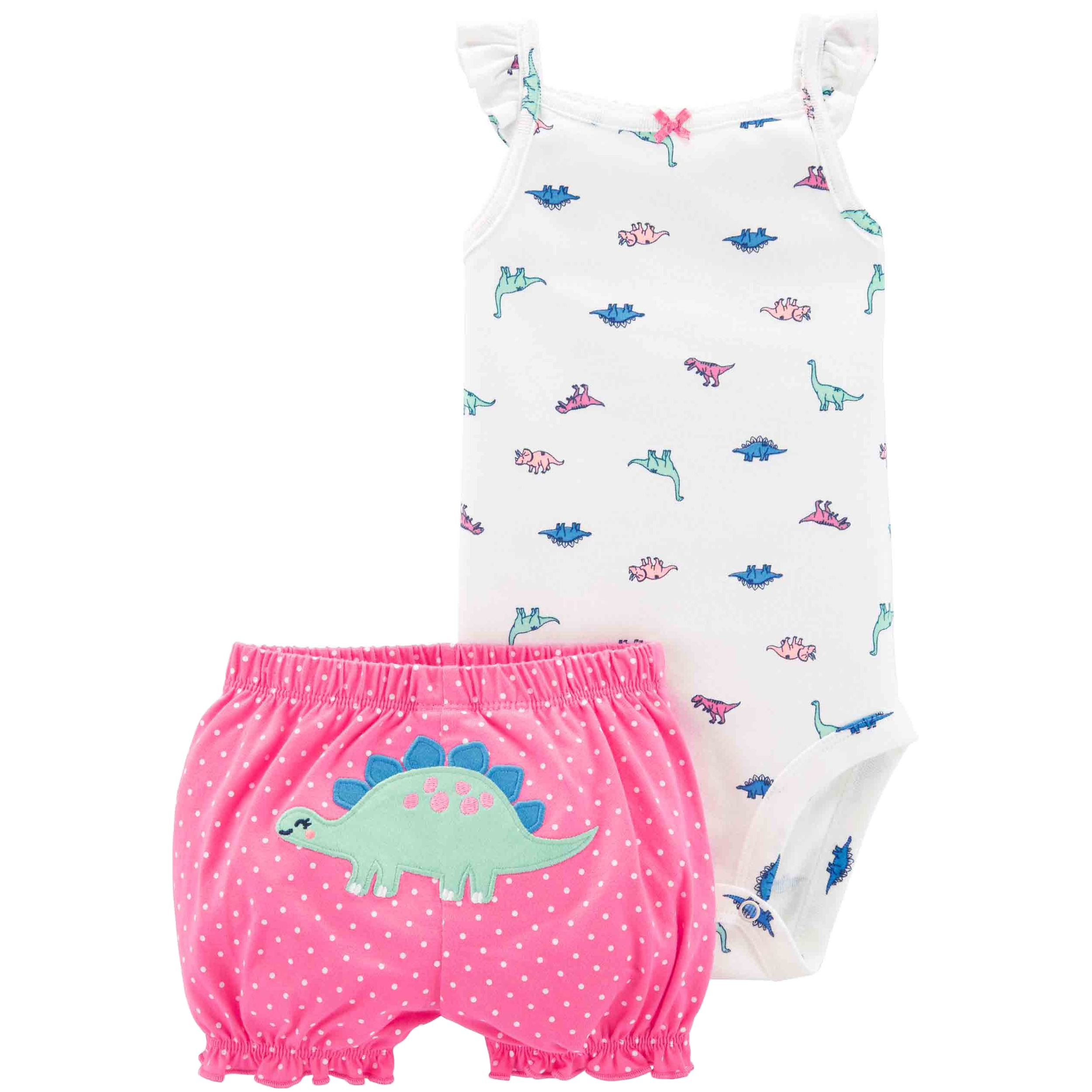 ست بادی و شورت نوزادی دخترانه کارترز طرح دایناسور کد M190