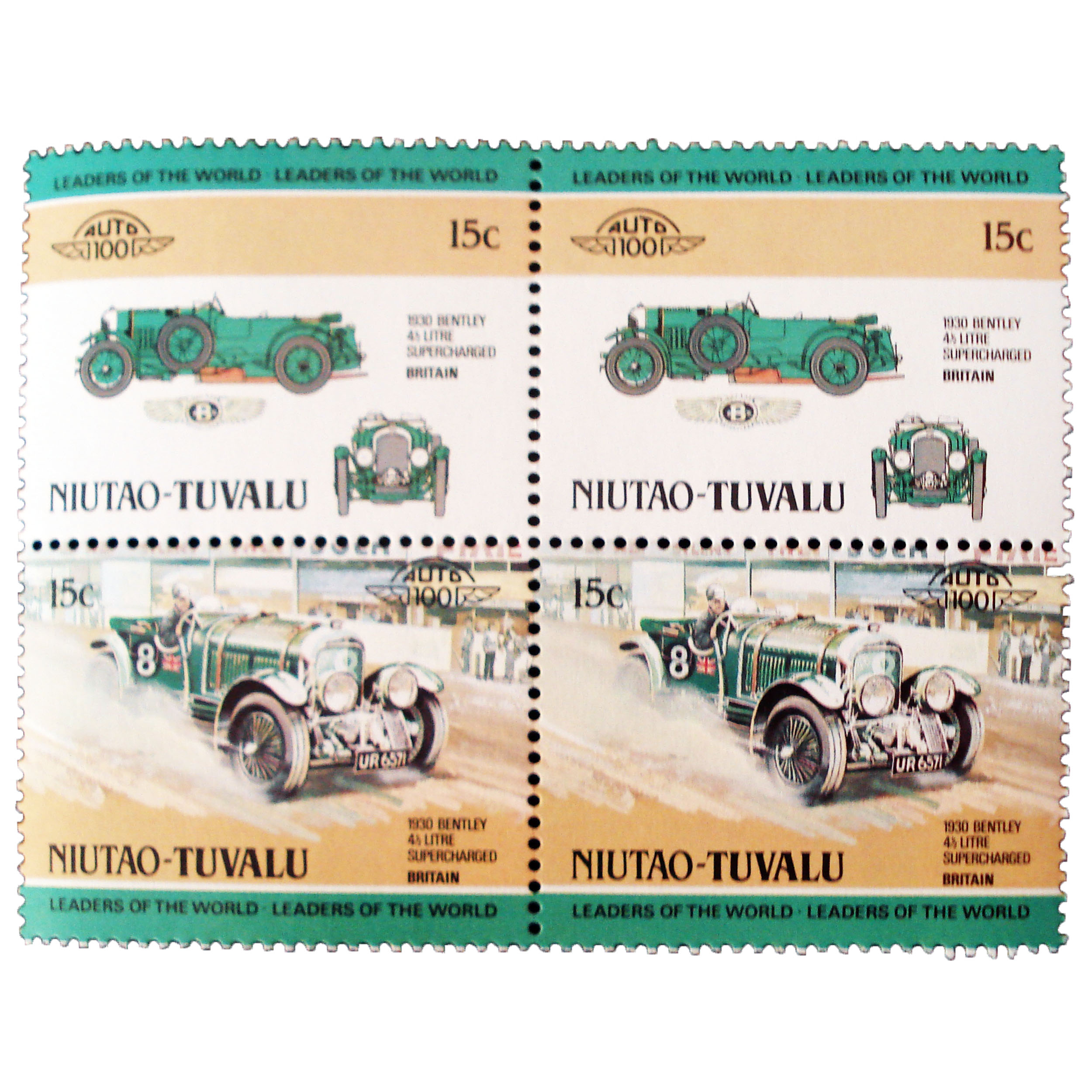 تمبر یادگاری طرح اتومبیل مدل SUPERCHARGED 1930 کد 04 مجموعه 4 عددی