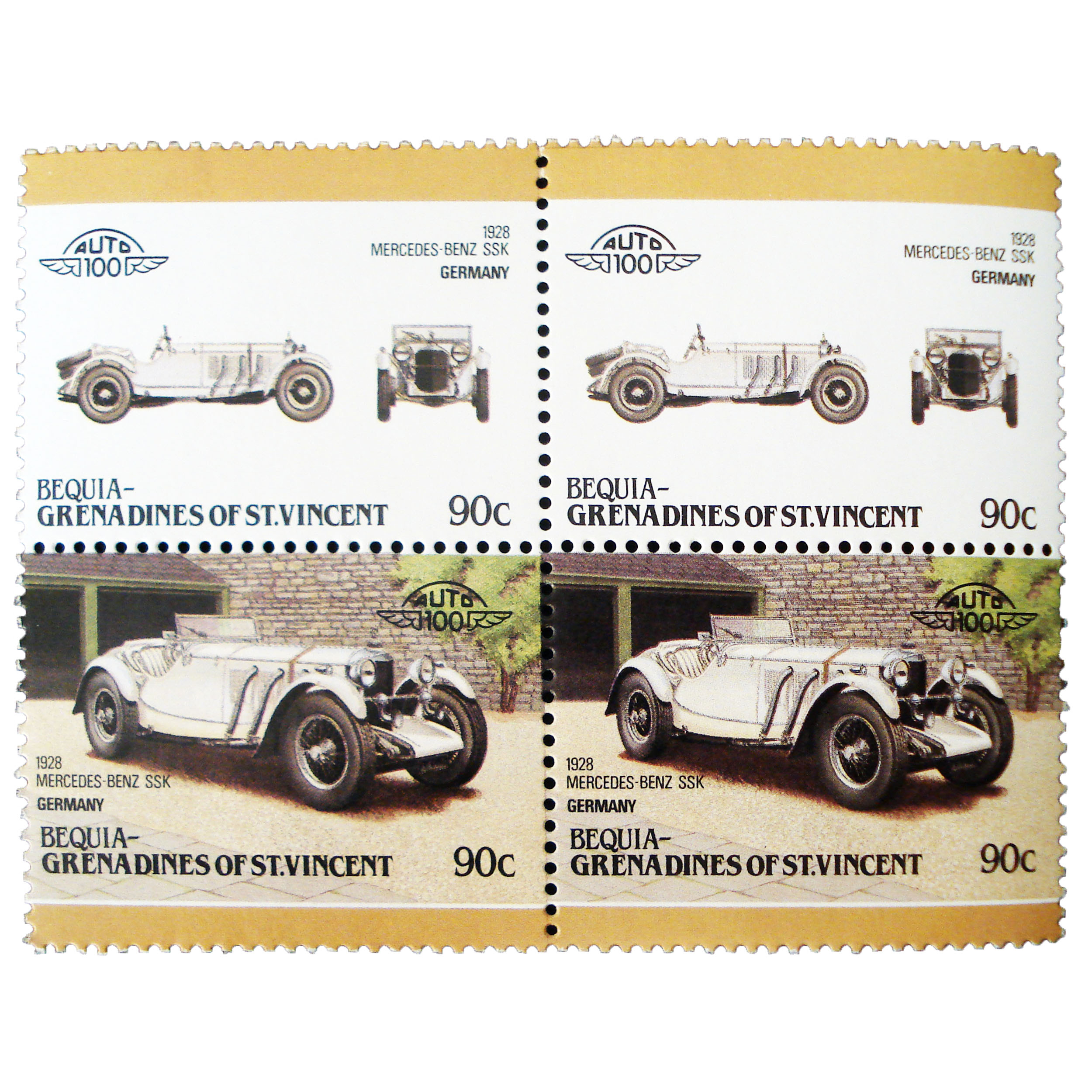 تمبر یادگاری طرح اتومبیل مدل MERCEDES BENZ 1928 کد 05 مجموعه 4 عددی