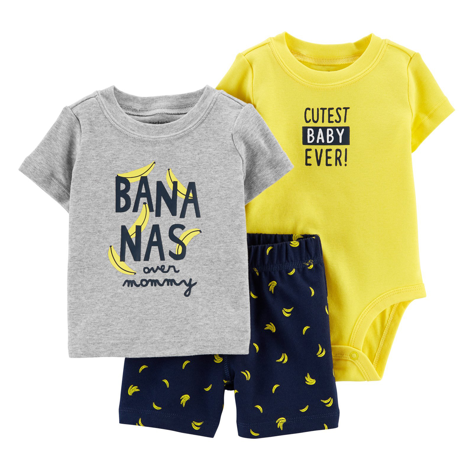 ست 3 تکه لباس نوزادی پسرانه کارترز طرح Bananas کد M198