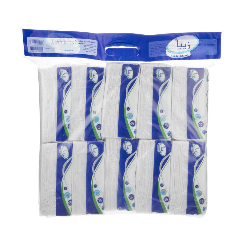 دستمال کاغذی 100 برگ دو لایه زیبا مدل Blue بسته 10 عددی