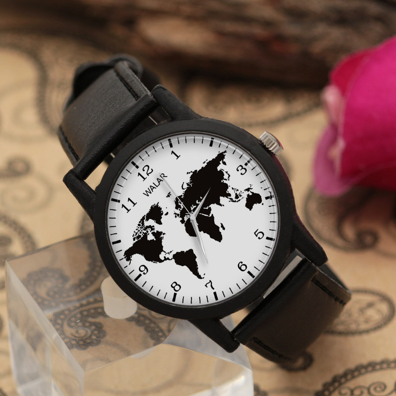 ساعت مچی عقربه ای والار طرح نقشه جهان کد LF2668