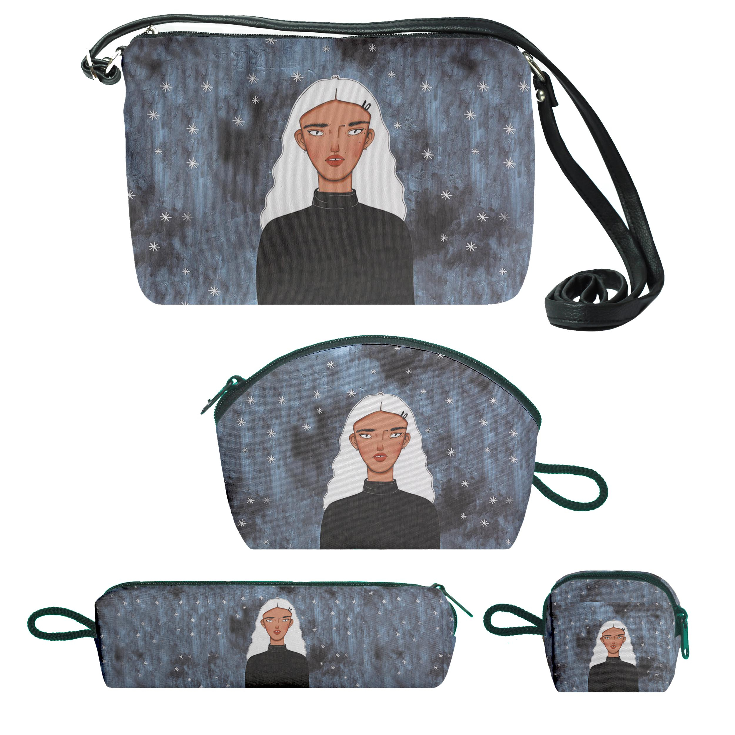 کیف دخترانه طرح دختر کد g2fa مجموعه 4 عددی