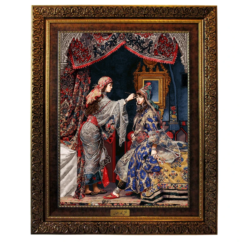 تابلو فرش ماشینی نقش نگار رضوی طرح دختران کد 815C