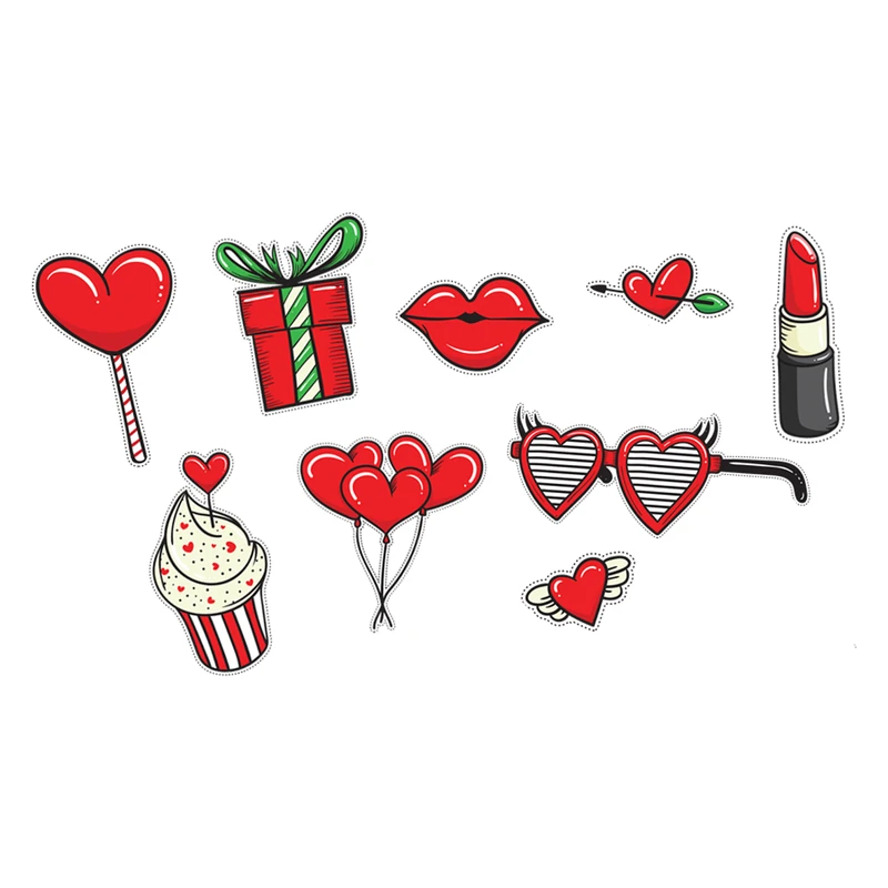 استیکر لپ تاپ طرح Love کد S7 مجموعه 9 عددی