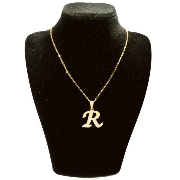گردنبند طلا 18عیار زنانه طرح R کد UN0137 -  - 1