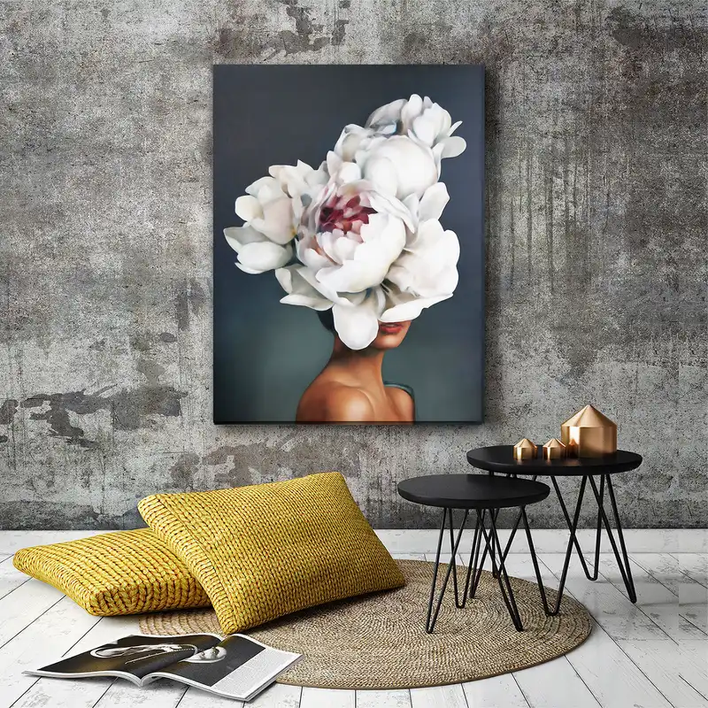 تابلو بوم طرح تلفیقی چهره و گل کد 101