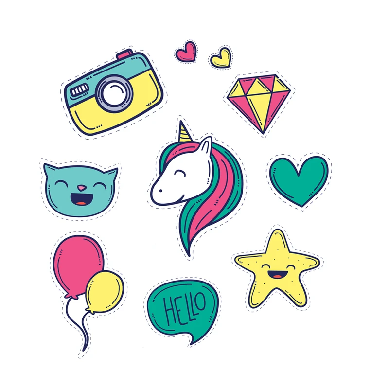 استیکر لپ تاپ طرح Unicorn کد S23 مجموعه 8 عددی