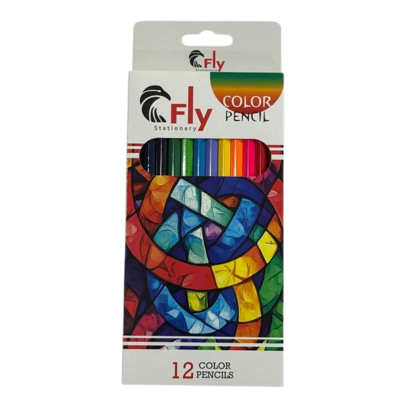 مداد رنگی 12 رنگ فلای مدل شیشه رنگی