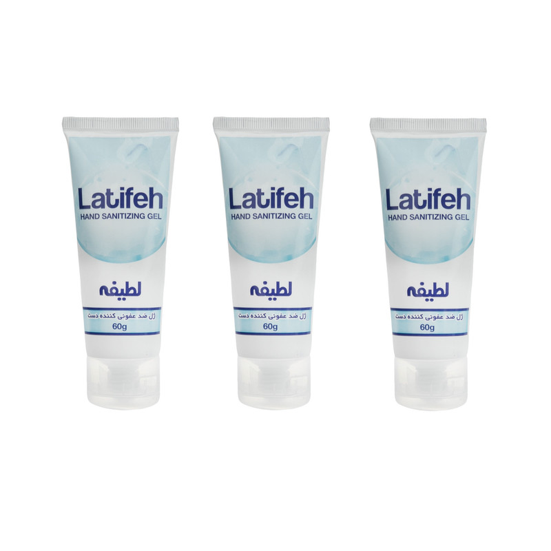ژل ضدعفونی کننده دست لطیفه مدل HRZ وزن 60 گرم مجموعه 3 عددی
