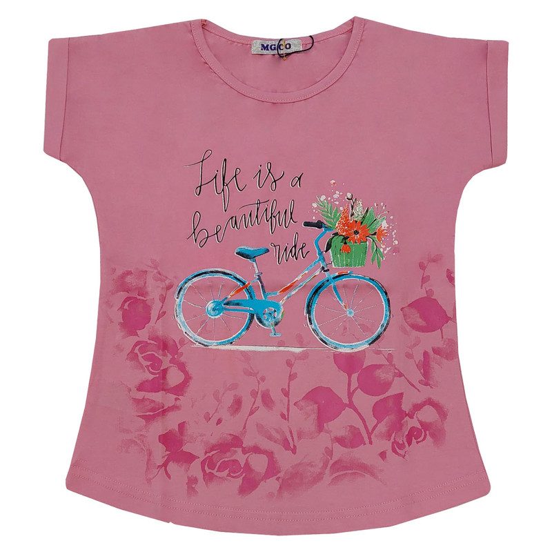 تی شرت آستین کوتاه دخترانه ام جی مدل دوچرخه 04