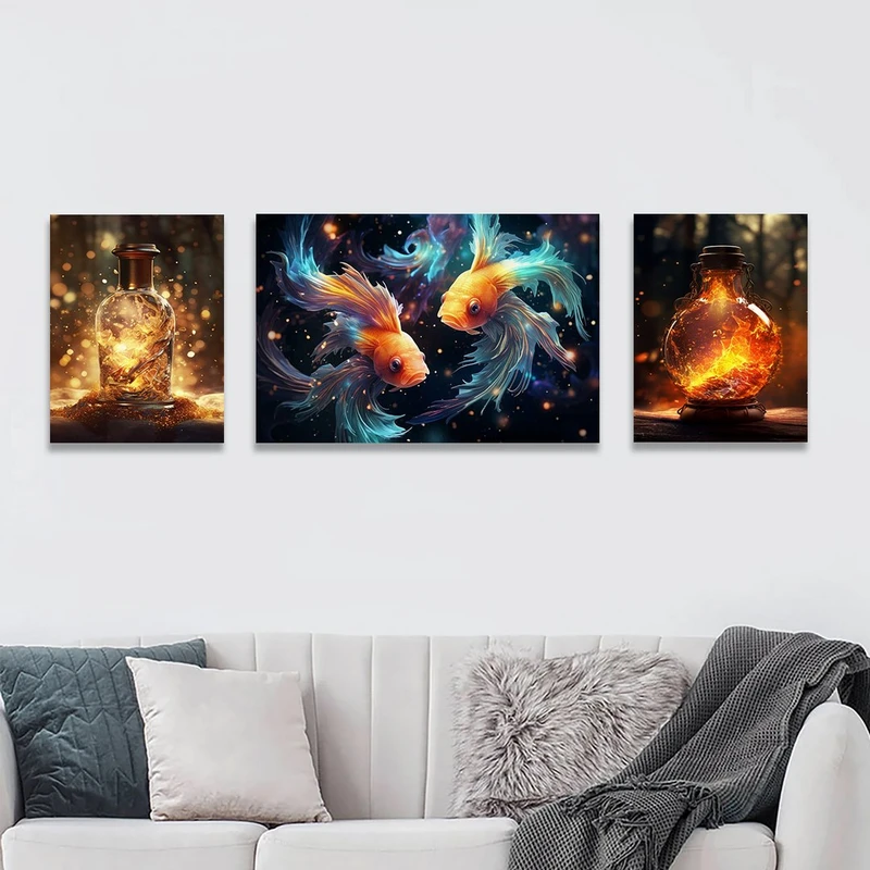 تابلو شاسی بکلیت طرح ماهی بال دار مدل SH-1167  مجموعه 3 عددی