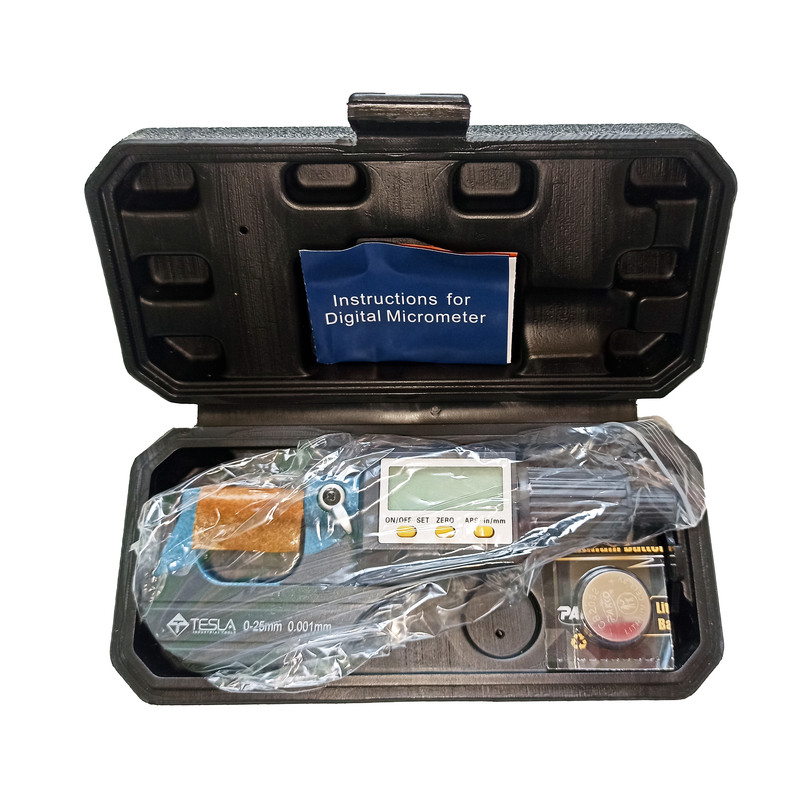 میکرومتر دیجیتال تسلا کد 225D گستره 25-0 میلیمتر