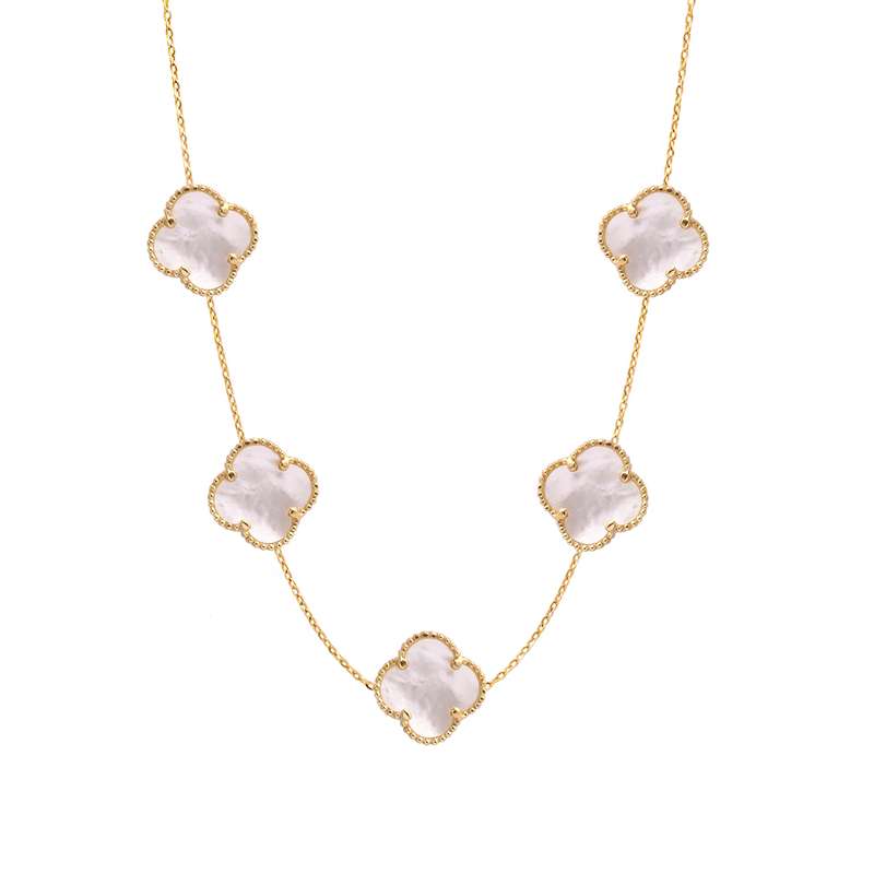 گردنبند طلا 18 عیار زنانه الی گالری مدل ونکلیف و صدف پنج تایی