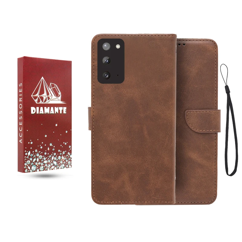 کیف کلاسوری دیامانته مدل جاکارتی بنددار مناسب برای گوشی موبایل سامسونگ Galaxy Note 20 به همراه بند آویز