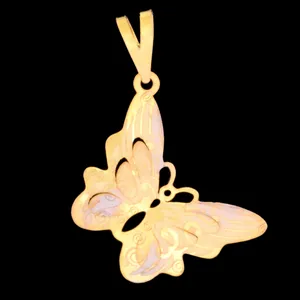 آویز گردنبند طلا 18 عیار زنانه طلای مستجابی مدل پروانه کد 3691