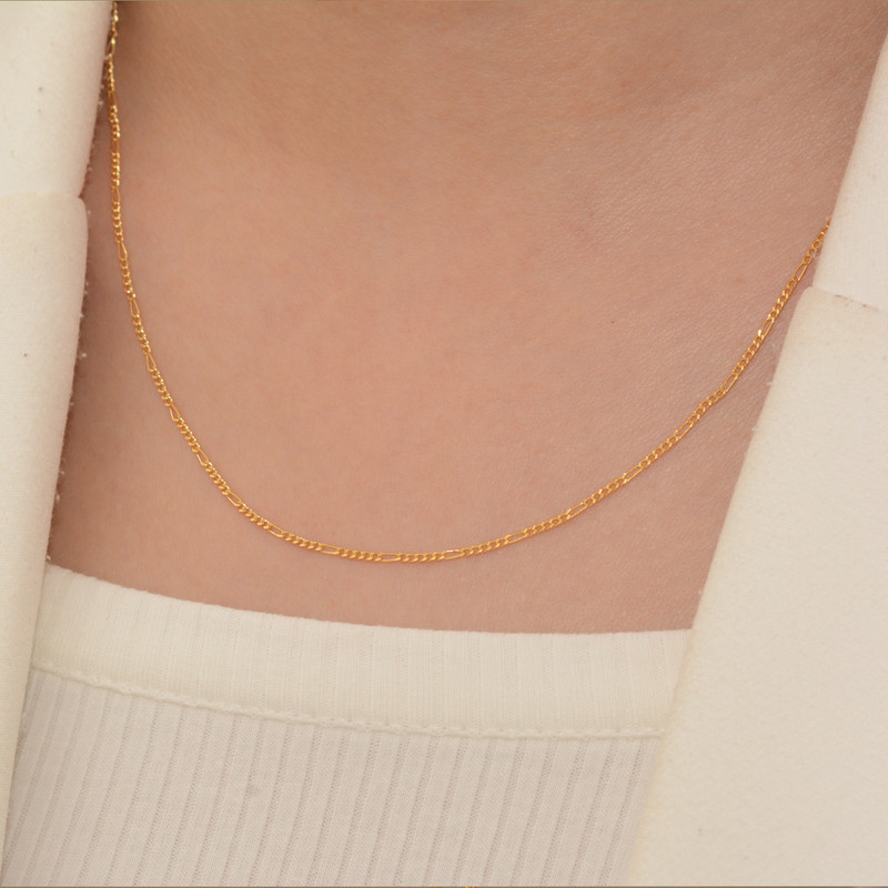 زنجیر طلا 18 عیار زنانه طلای مستجابی مدل فیگارو کد F45