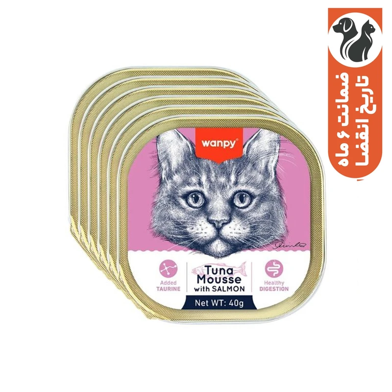 کنسرو گربه ونپی مدل ماهی تن و سالمون وزن 40 گرم بسته 6 عددی