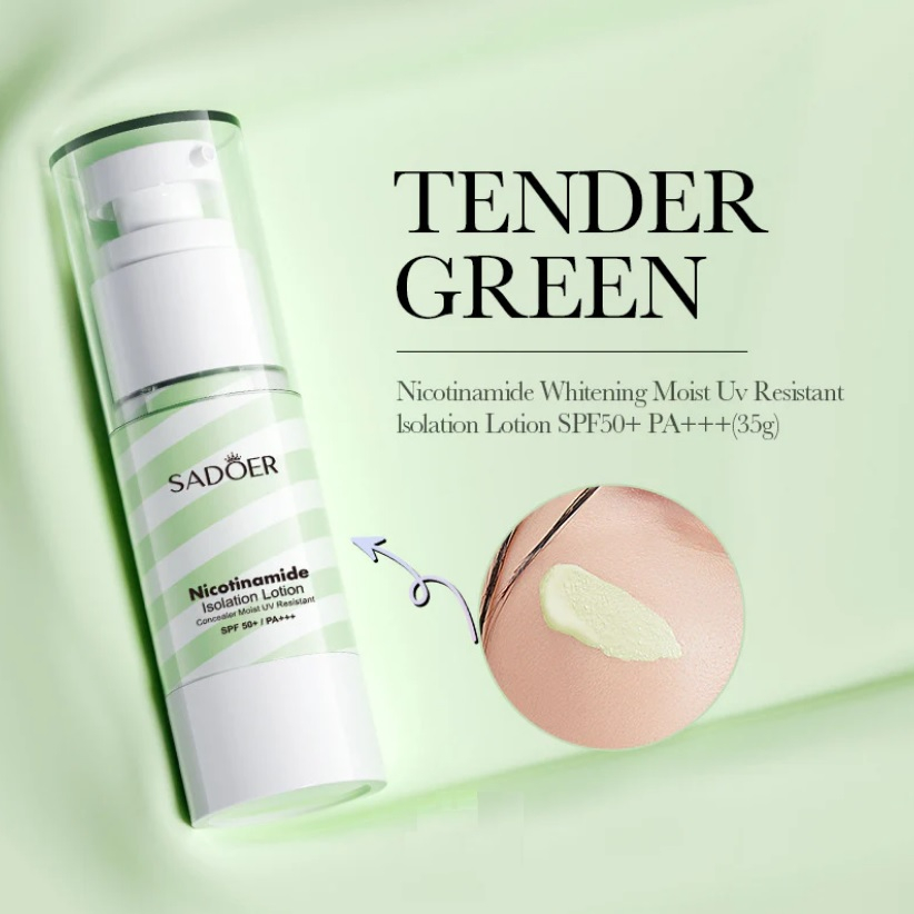 کرم ضد آفتاب بی رنگ سادور SPF50 مدل نیکوتینامید مناسب انواع پوست وزن 35 گرم