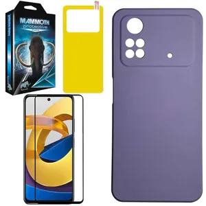 کاور ماموت مدل سیلیکونی مناسب برای گوشی موبایل شیائومی Poco M4 Pro 4G به همراه محافظ صفحه نمایش و محافظ پشت گوشی