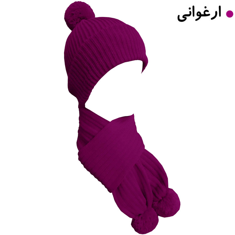 ست کلاه و شال گردن بافتنی زنانه مدل کشباف کد O12