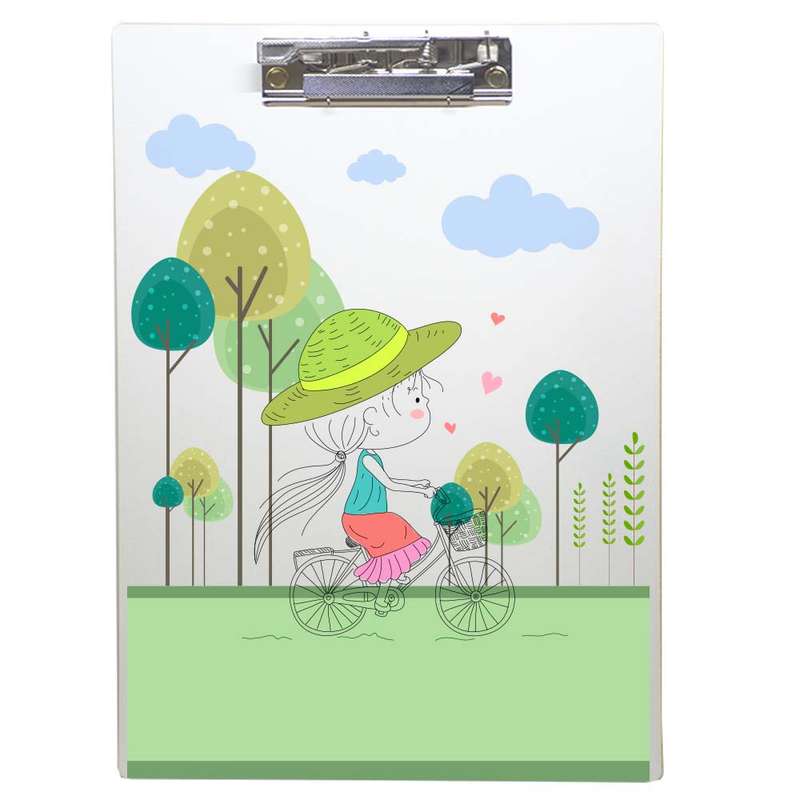 تخته شاسی طه چوب مدل Little girl riding a bicycle01 سایز A4