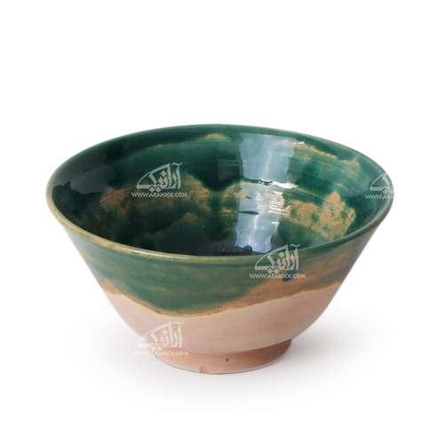 کاسه سفالی آرانیک لعاب پاشیده رنگ ‏سبز‏ طرح ‏ساده‏ مدل  1004000028