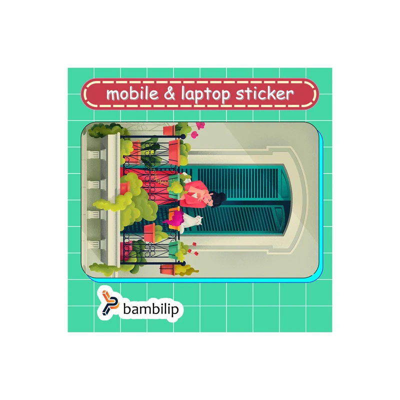 استیکر بامبیلیپ مدل کارت عابر طرح بالکن خانه و گلدان و گربه کد 6955166