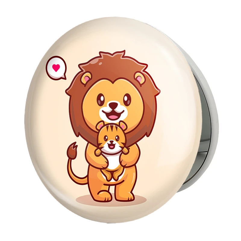 آینه جیبی خندالو طرح حیوانات بامزه شیر مدل تاشو کد 29677