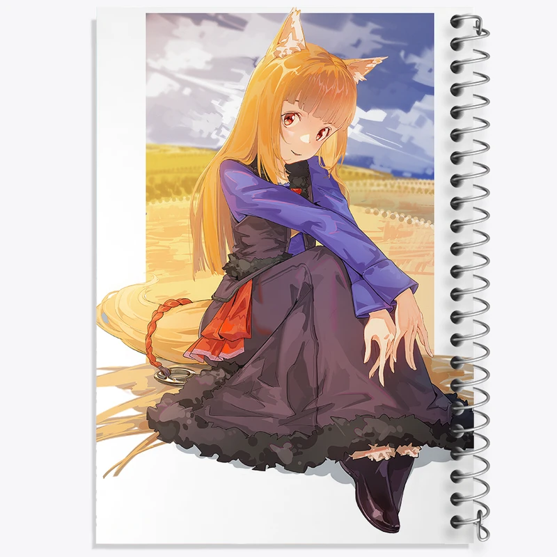 دفتر ژورنال نویسی 50 برگ خندالو مدل نقطه ای طرح هولو انیمه ادویه و گرگ کد 36132