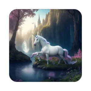 زیر لیوانی کاکتی طرح اسب تک شاخ و یونیکورن مدل mp32701