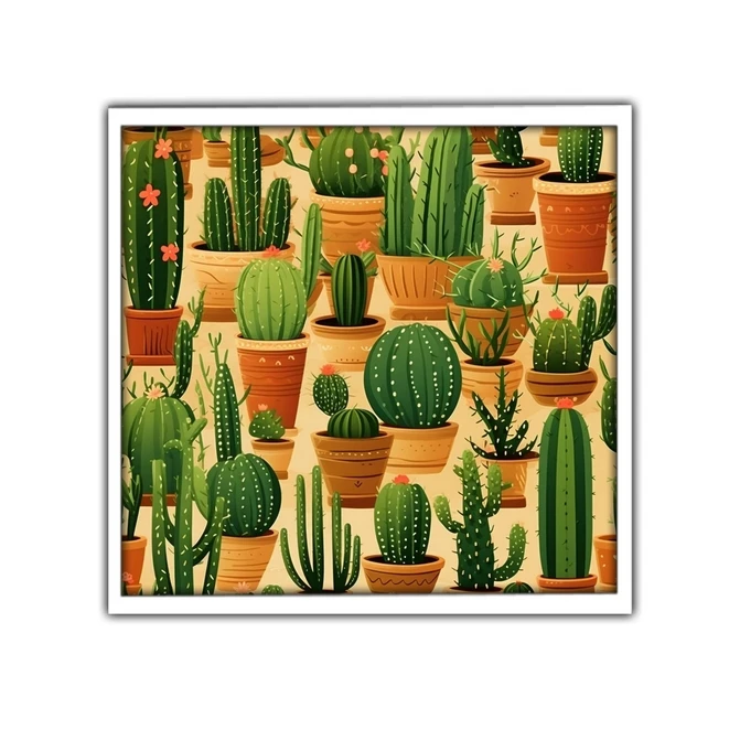 تابلو نوری بکلیت طرح نقاشی گل کاکتوس مدل W-MID-17229