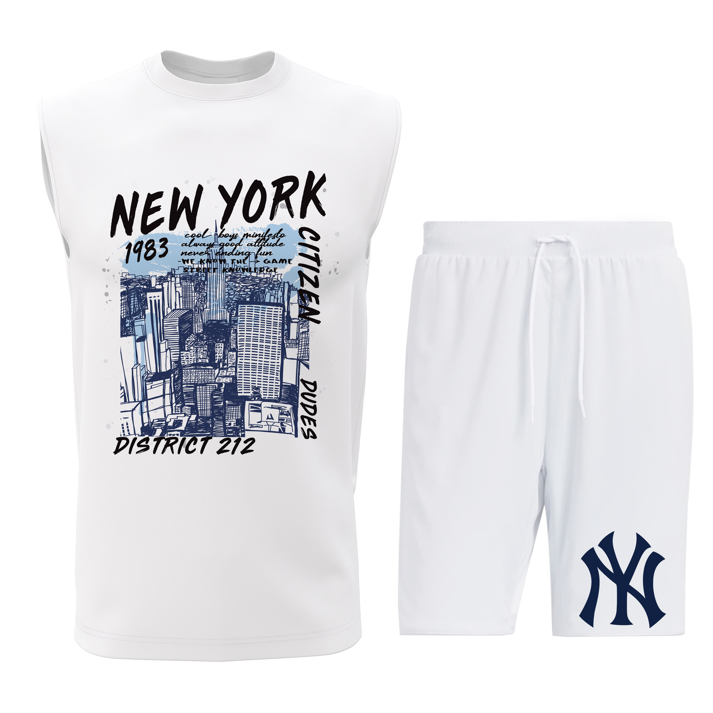 ست تاپ و شلوارک مردانه طرح نیویورک مدل N007W