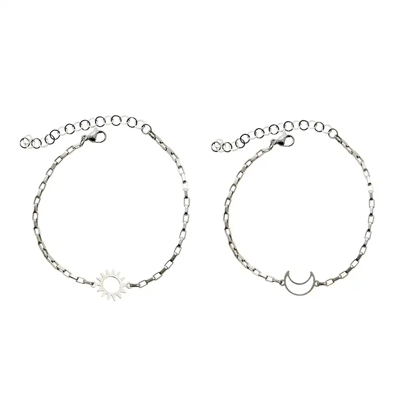 دستبند دلنار گالری مدل ماه و خورشید مجموعه 2 عددی