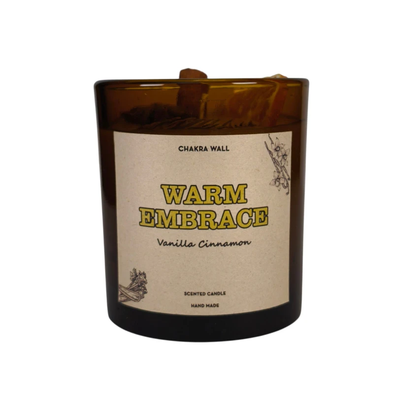 شمع دست‌ساز معطر چاکراوال مدل warm embrace با رایحه دارچین، وانیل زمان اتمام 40 ساعت