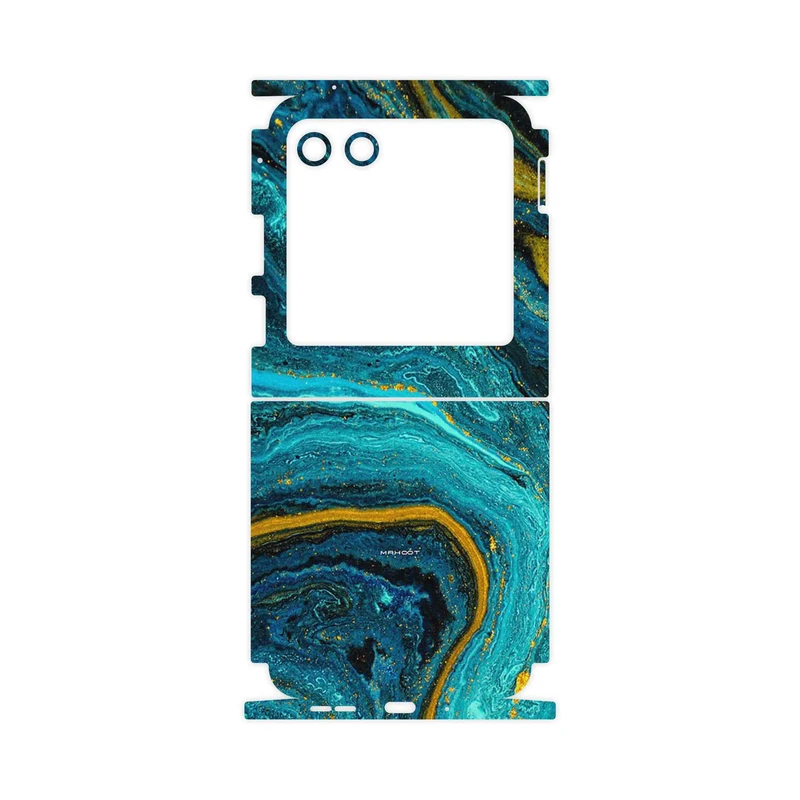 برچسب پوششی ماهوت مدل Turquoise marblewith golden streaks-FullSkin مناسب برای گوشی موبایل موتورولا Razr 40 Ultra