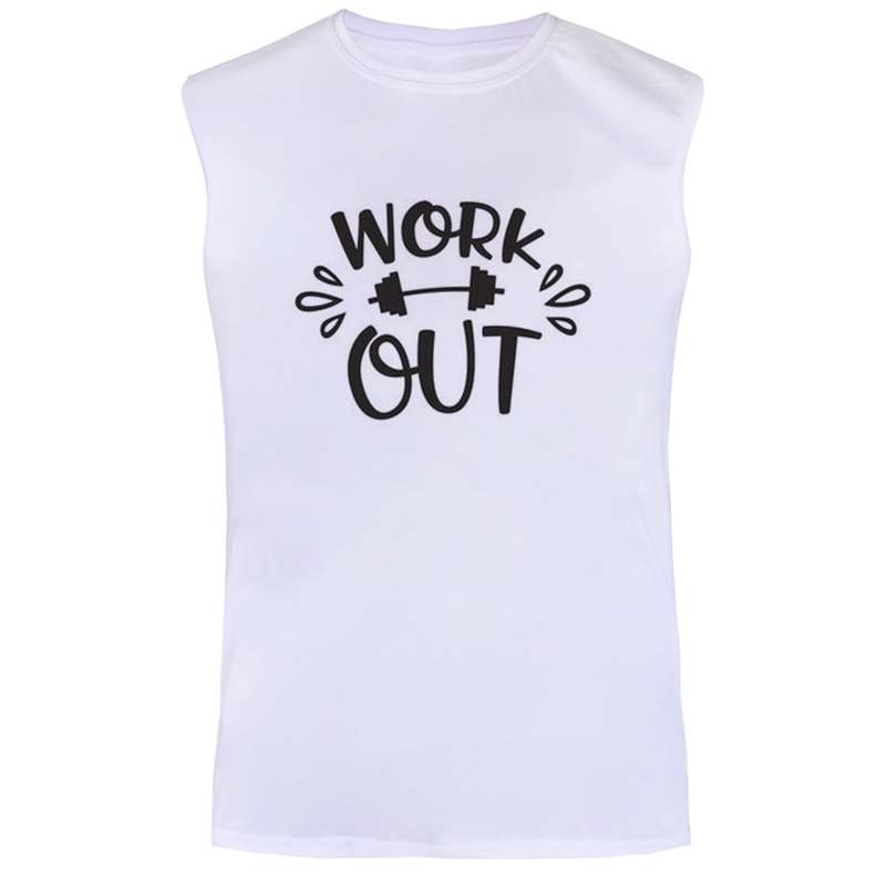 تاپ مردانه مدل بدنسازی  کد BA537  رنگ سفید