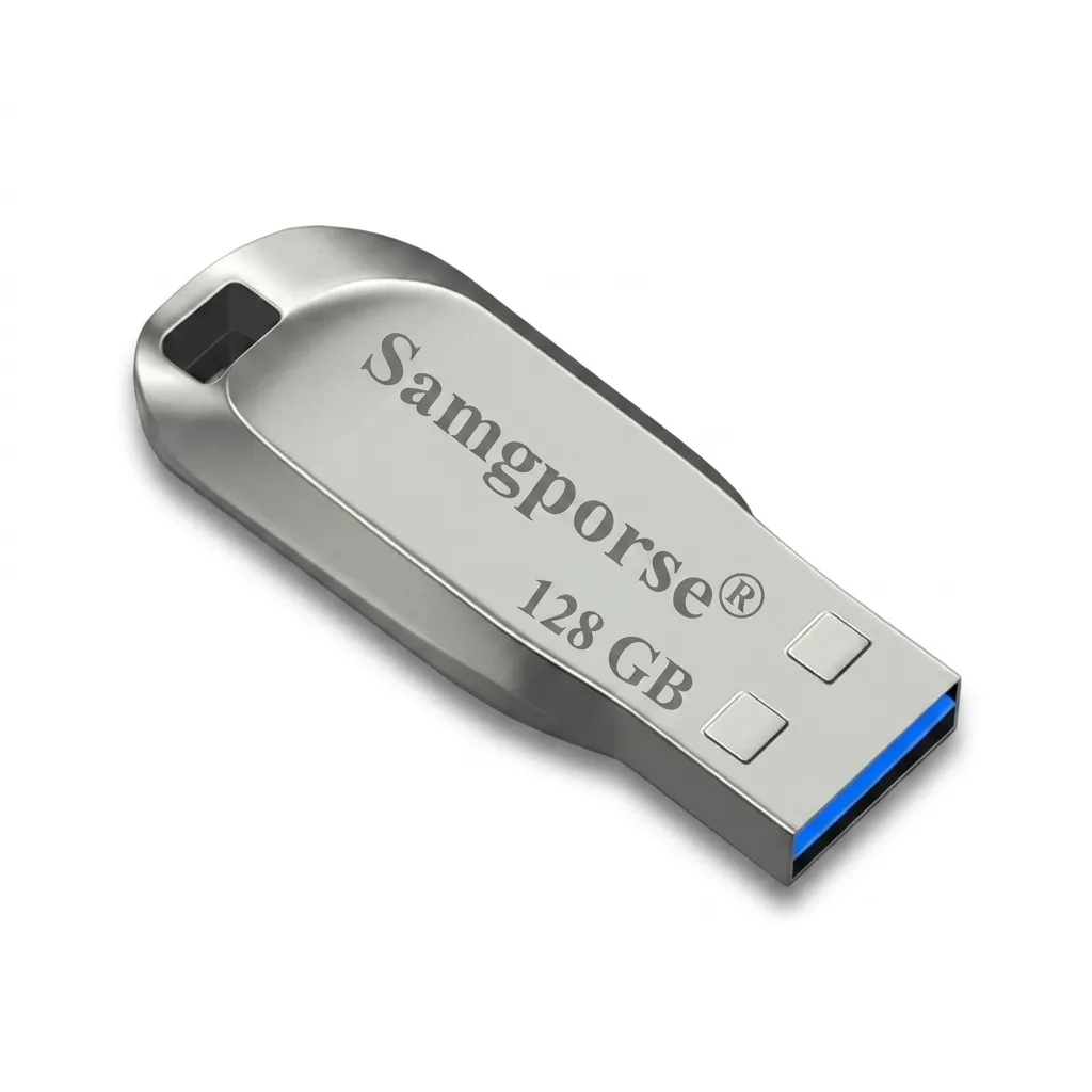 فلش مموری فلزی سمگپرس مدل HIGH SPEED ظرفیت 128 گیگابایت با رابط USB 2.0، سرعت خواندن 20 مگابایت بر ثانیه، طراحی بدون درپوش و شیار اتصال بند، سازگار با تمامی سیستم‌عامل‌ها و دستگاه‌های موبایل، کامپیوتر، لپ‌تاپ و تلویزیون