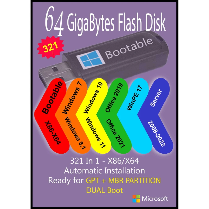 سیستم عامل Windows 7 8.1 10 11 Server X86 X64 - 321 In 1 Office 2019 - 2021 Pro Plus نشر مایکروسافت