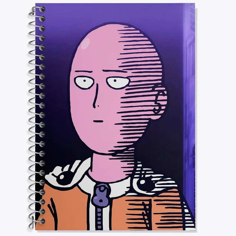 دفتر زبان 50 برگ خندالو مدل سه خط طرح سایتاما انیمه مرد تک مشتی One Punch Man کد 11343