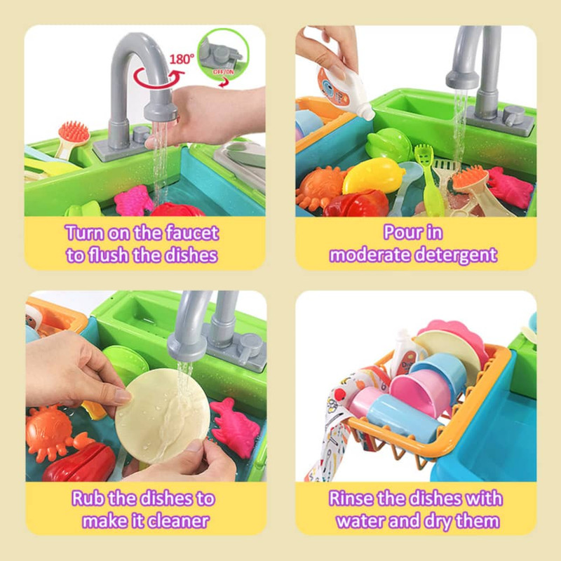اسباب بازی ناب سل مدل سینک ظرفشویی FUN KITCHEN DISHWASHER 30PCS