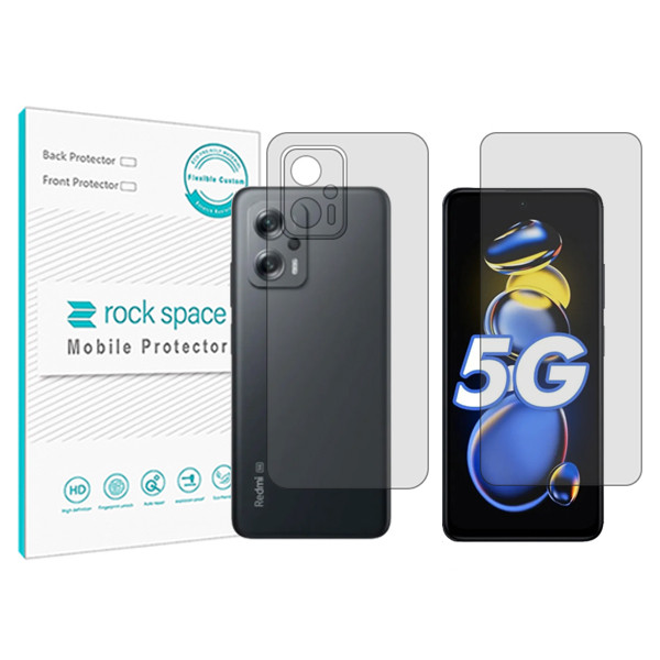 محافظ صفحه نمایش شفاف راک اسپیس مدل HyGEL مناسب برای گوشی موبایل شیائومی Redmi Note 11T Pro Plus به همراه محافظ پشت گوشی