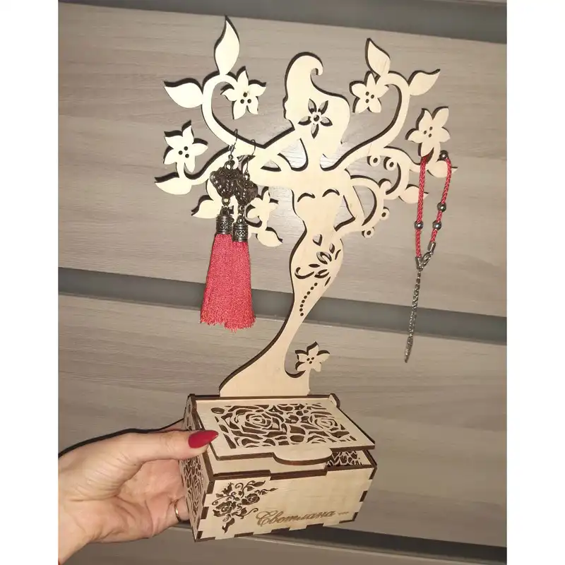 جعبه جواهرات مدل A1166 طرح دختر و گل