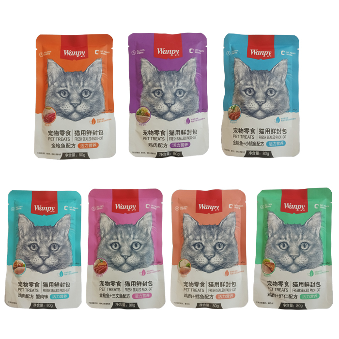 پوچ گربه ونپی مدل ترکیبی هفت طعم وزن 80 گرم بسته 7 عددی