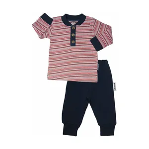 ست تی شرت و شلوار نوزادی آدمک  مدل راه راه  کد 1112011 رنگ راه راه قرمز