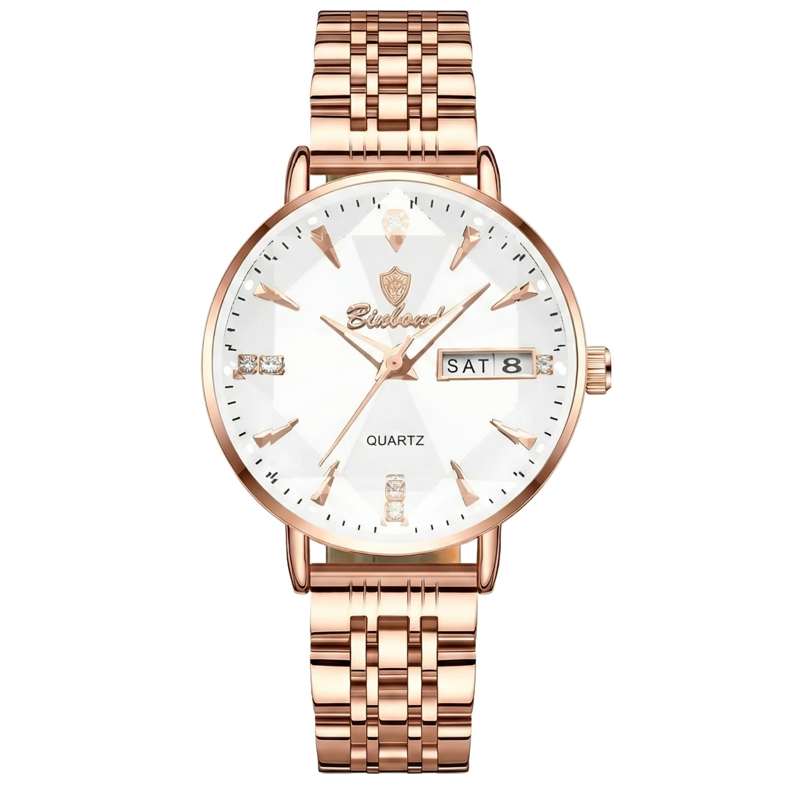 ساعت مچی عقربه‌ای کوارتز زنانه بین باند مدل اسپرت کلاسیک بند استیل قفل مخفی کد 004 -  - 1